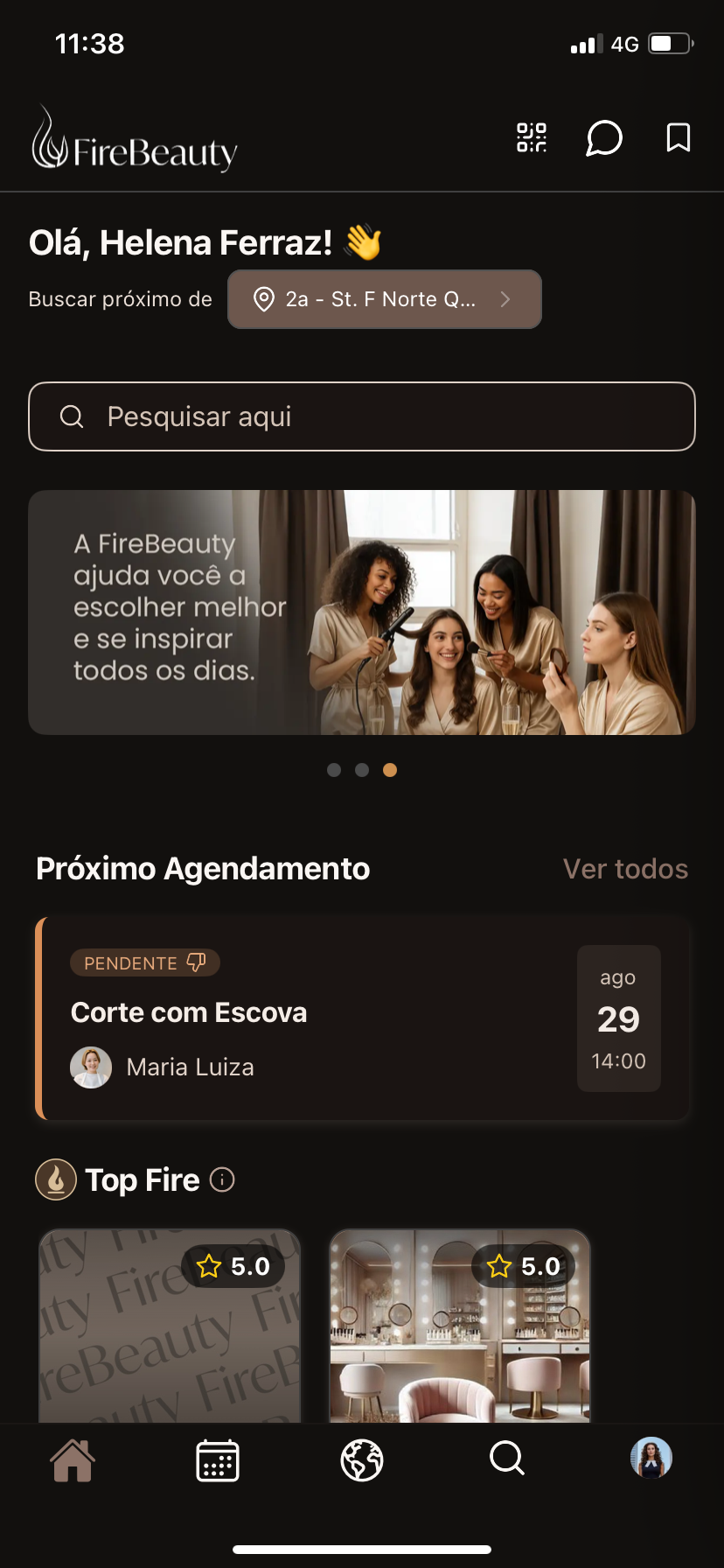 App Fire Beauty — feed Descobrir